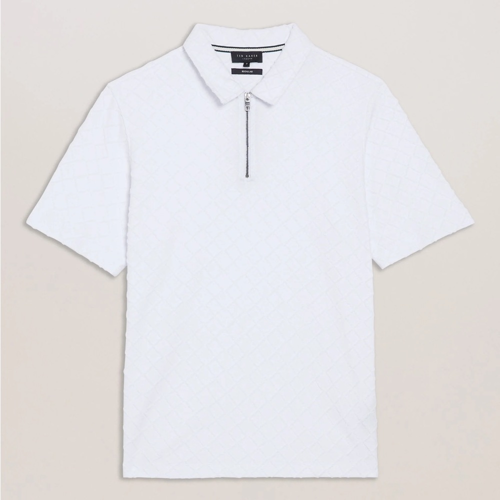 Ted Baker - Men’s - Ansom White Quilted Polo half zip Shirt (size 2)